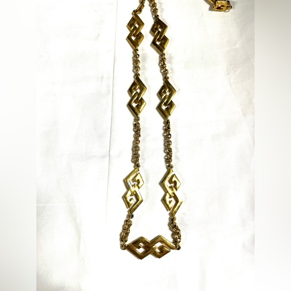 Givenchy Vintage Art-Deco Look Geometric Motifs Chain Necklace - Picture 15 of 16
